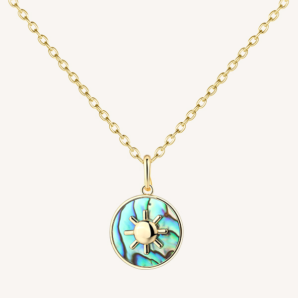 Abalone Shell Sun Pendant Necklace in 14K Gold Vermeil