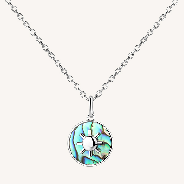 Abalone Shell Sun Pendant Necklace in Sterling Silver