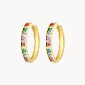 Cubic Zirconia Rainbow Large Hoop Earrings