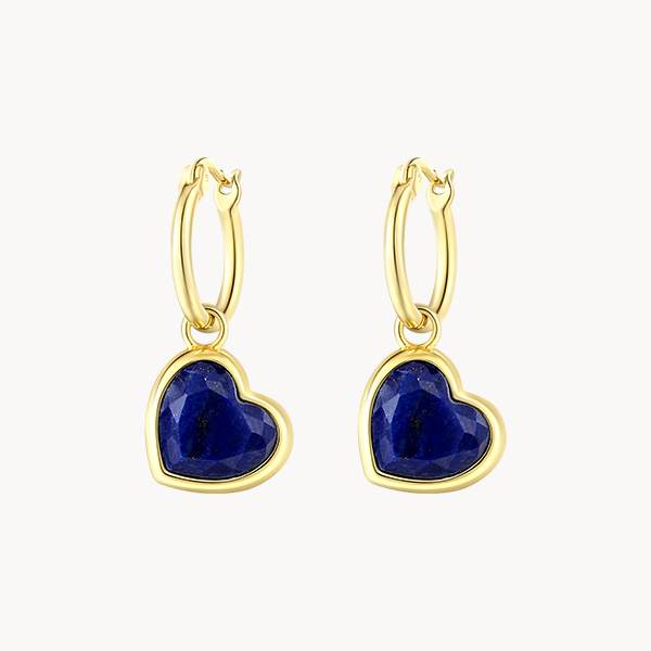 Lapis Lazuli Heart Hoop Earrings