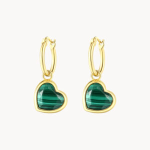 Malachite Heart Hoop Earrings