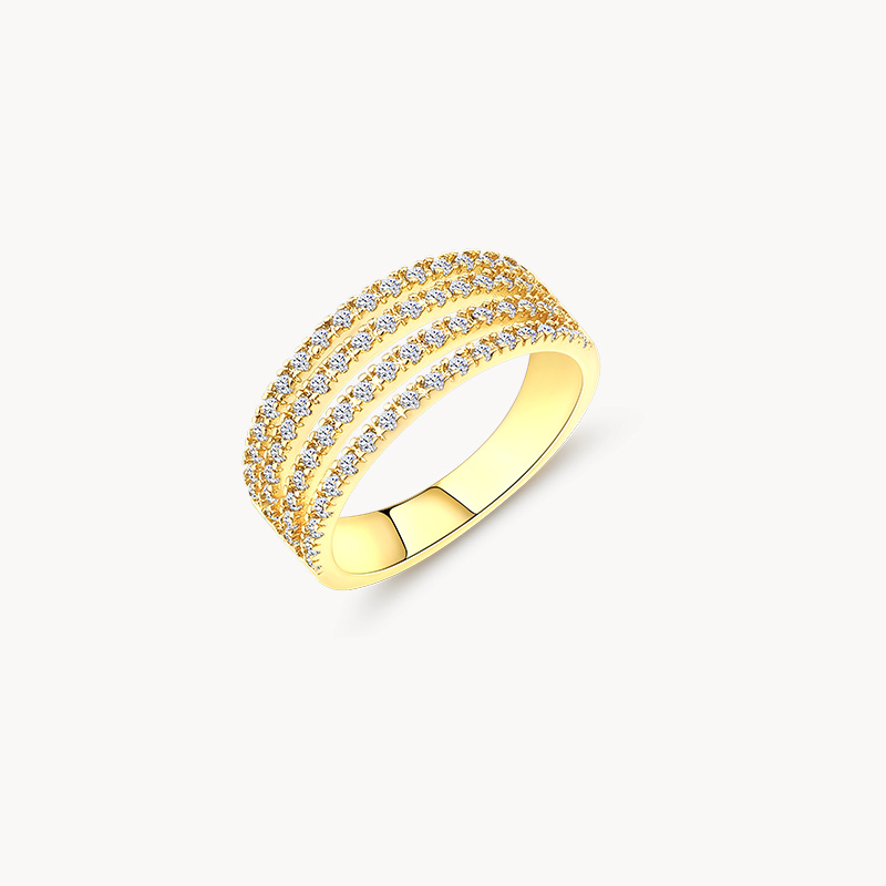 Multi Row Ring with Pave Zircon