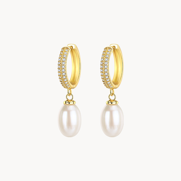 Oval Pearl Drop Earring with Pave Zircon