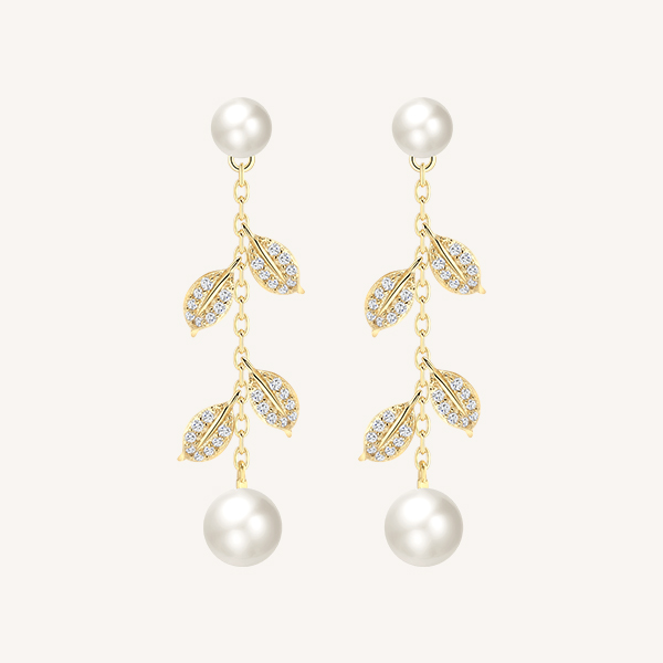 Pearls on Vine Chain Earrings