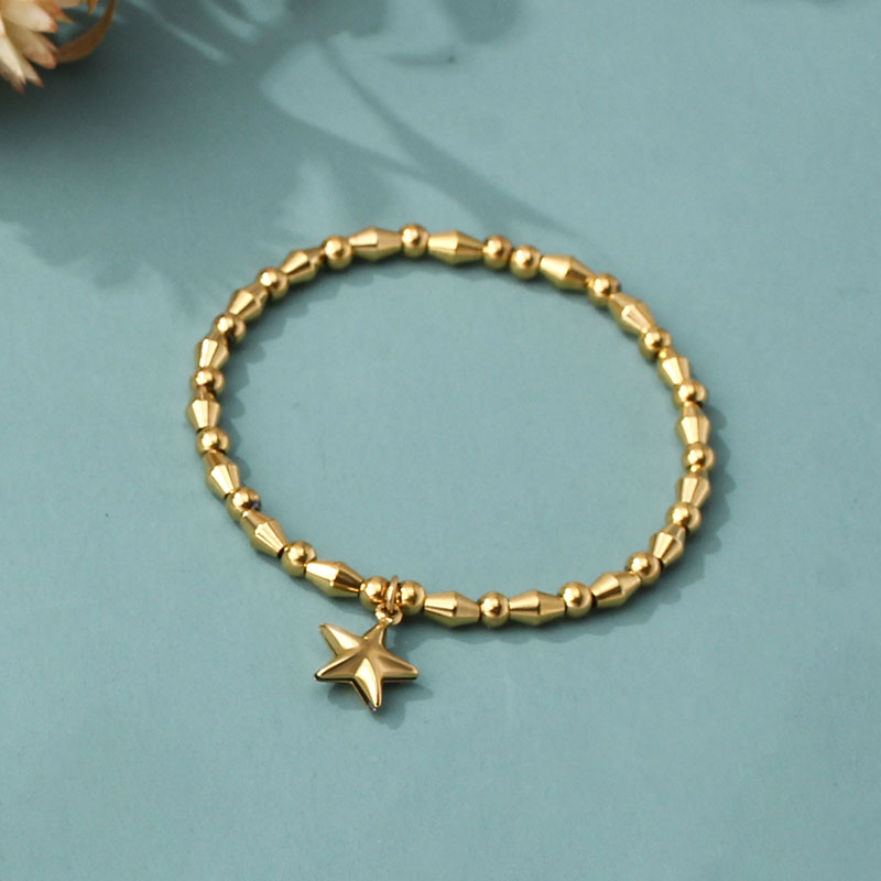 Elastic Beaded Star Charm Bracelet