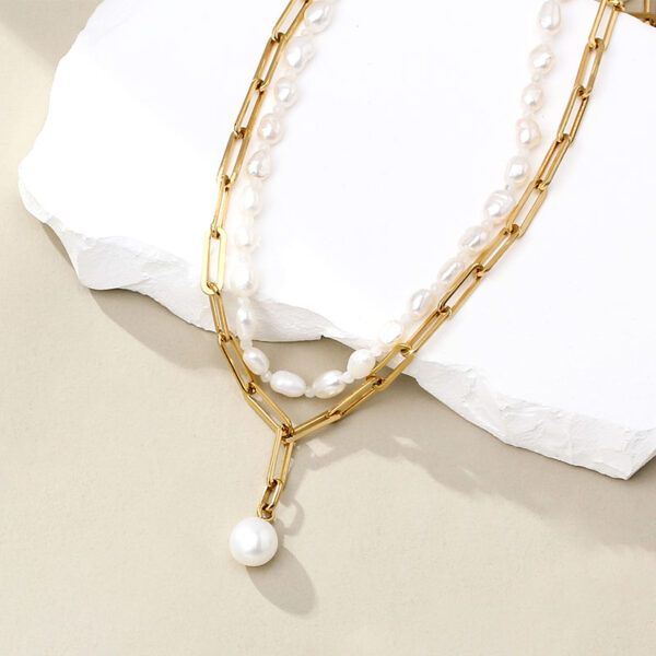 Freshwater & Link Chain Layered Necklace