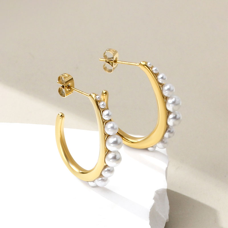 Hoop Earrings with Pearl Accents