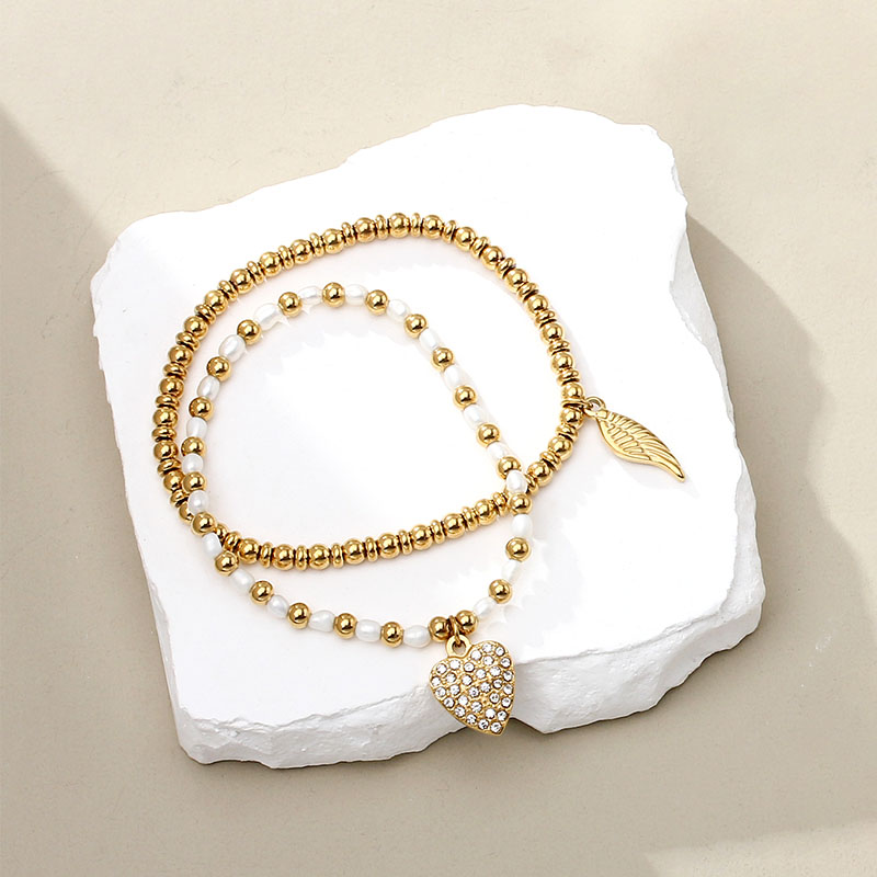 Wing Charm Beaded Stretch Elastic Bracelet