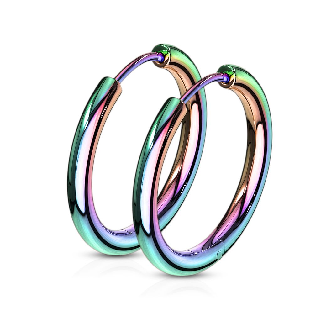 PVD Rainbow Color Steel Hoop Earrings