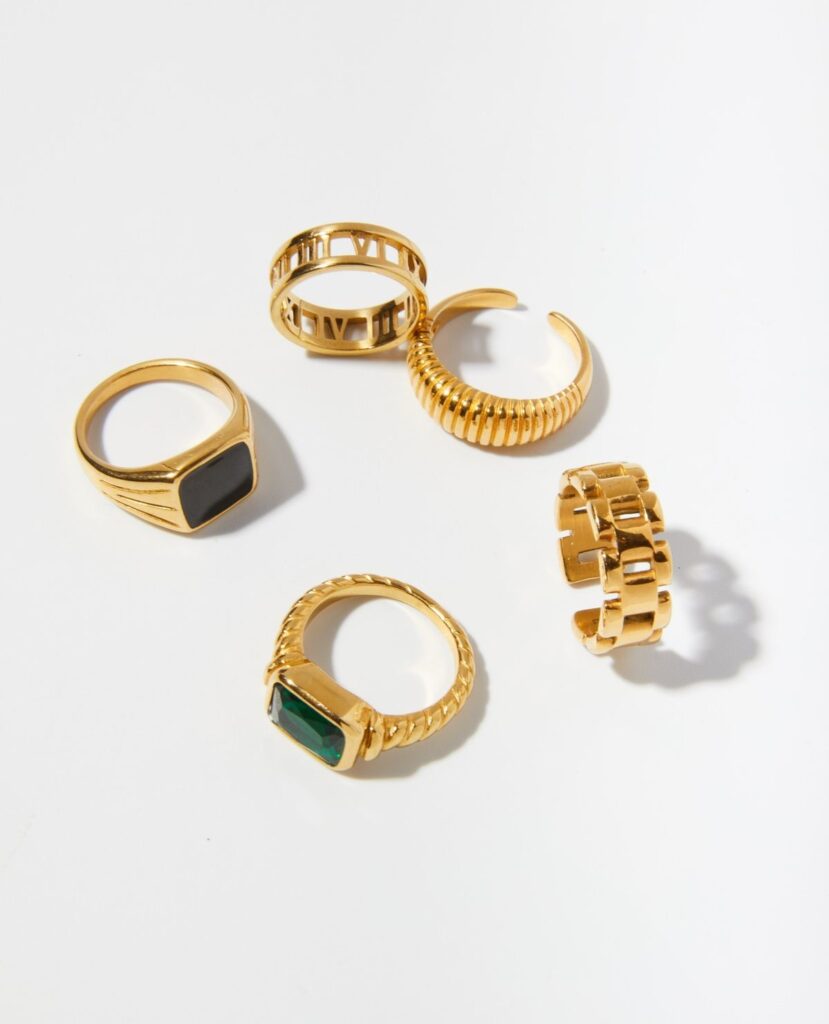 Hypoallergenic PVD Gold Stainless Steel Rings